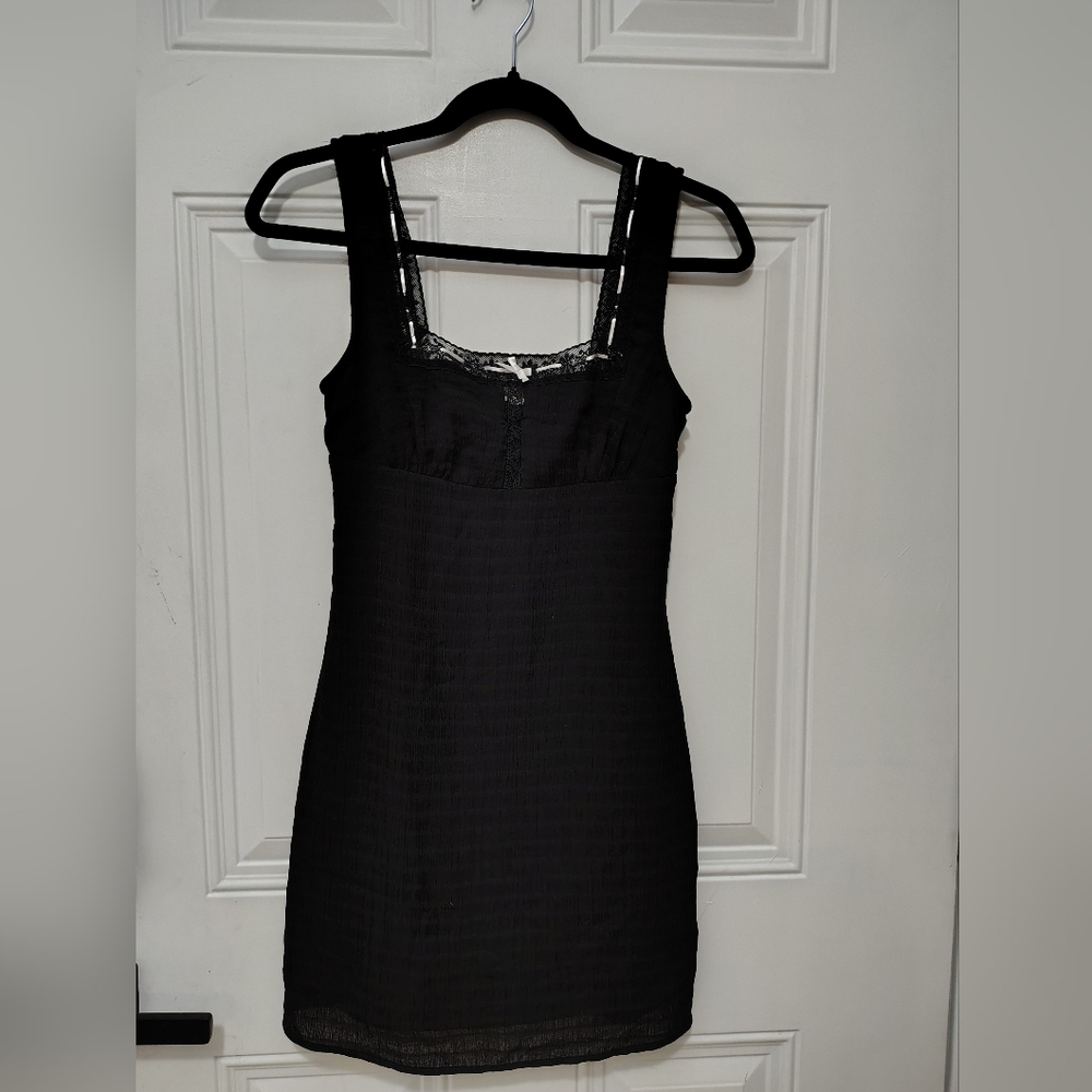 RSQ Black Lace-Trim Slip Dress